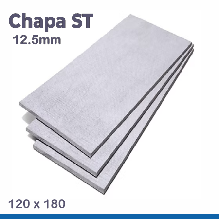 PLACA DE DRYWALL STANDARD (ST) 12,5MM - 120 X 180 CM (1,44M²) - Nono do Gesso | Pronta para Instalação de Paredes e Forros em Áreas Seca