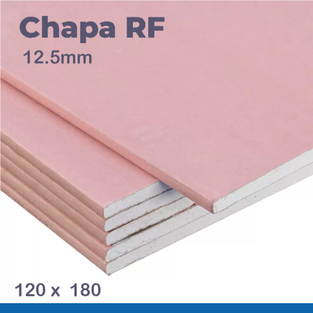PLACA DE DRYWALL RF 12,5MM - 120 X 180 CM (1,44M²) - Nono do Gesso | Máxima Segurança para Rotas de Fuga e Áreas de Alto Risco