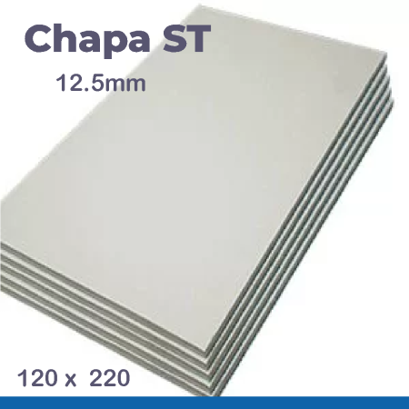 PLACA DE DRYWALL STANDARD (ST) 12,5MM - 120 X 220 CM (2,64M²) - Nono do Gesso | Máxima Cobertura para Forros e Paredes em Áreas Secas