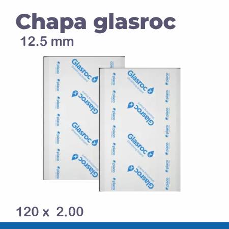 PLACA GLASROC (Drywall) 12,5MM - 120 X 200 CM (2,4M²) - Nono do Gesso | Ideal para Fachadas, Áreas Molhadas e Estruturas de Steel Frame