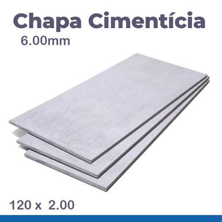 CHAPA CIMENTÍCIA 6MM - 120 X 200 CM (2,4M²) - Nono do Gesso | Leveza e Resistência à Água para Forros, Beirais e Áreas Úmidas