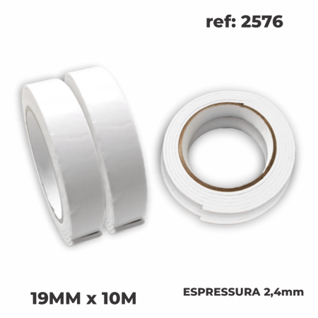 FITA DUPLA-FACE DE ESPUMA (19mm) - Nono do Gesso | Vedação Acústica e Estanqueidade para Perfis