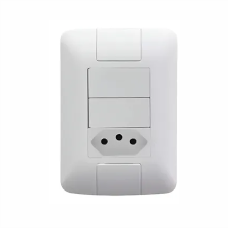 CONJUNTO INTERRUPTOR DUPLO + TOMADA 20A (4x2) TRAMONTINA - Nono do Gesso | Ideal para Eletrodomésticos de Alta Potência