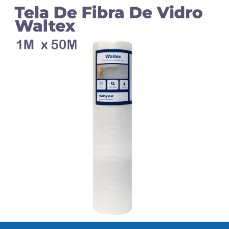 TELA DE REFORÇO DE FIBRA DE VIDRO WALTEX 1M X 50M (160 G/M²) - Nono do Gesso | Antifissuras para Placas Cimentícias e Acabamentos