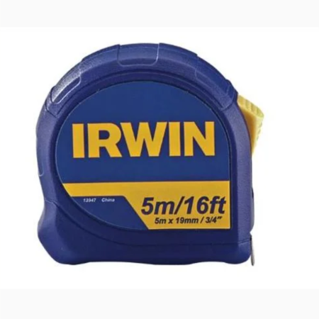 TRENA DE MEDIÇÃO 5 METROS x 19MM IRWIN - Nono do Gesso | Tamanho Ideal e Durabilidade Profissional para Drywall