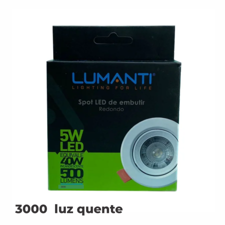 SPOT LED EMBUTIR REDONDO LUMANTI 5W (3000K) - Nono do Gesso | Luz Quente Aconchegante e Economia de 87% de Energia