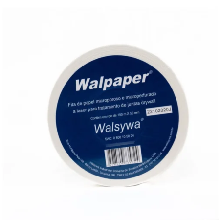 FITA DE PAPEL WALPAPER (150M x 50MM) - Nono do Gesso | Tratamento de Juntas Drywall (Microperfurada a Laser)