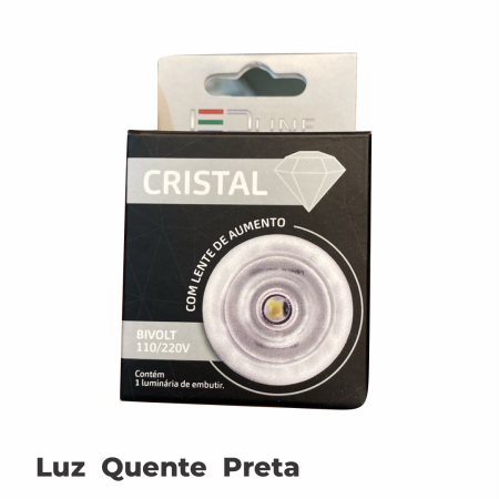 SPOT LED CRISTAL PRETO EMBUTIR - Nono do Gesso | Lente de Aumento, Luz Quente Bivolt para Contraste e Destaque Sofisticado