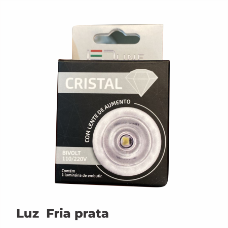 SPOT LED CRISTAL PRATA EMBUTIR - Nono do Gesso | Lente de Aumento, Luz Fria Bivolt para Foco e Destaque de Objetos