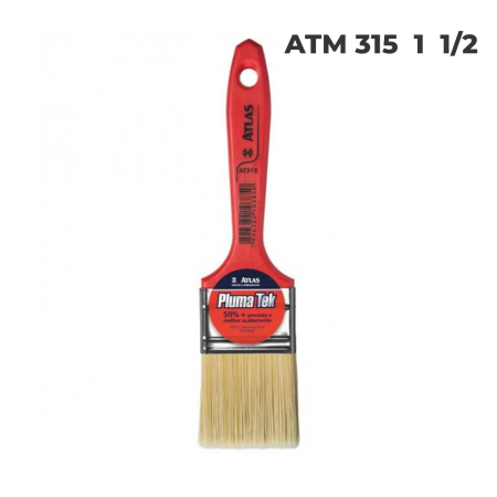 PINCEL ATLAS PLUMA TEK 1 1/2" (ATM 315) - Nono do Gesso | Máxima Precisão para Cantos e Recortes de Detalhe